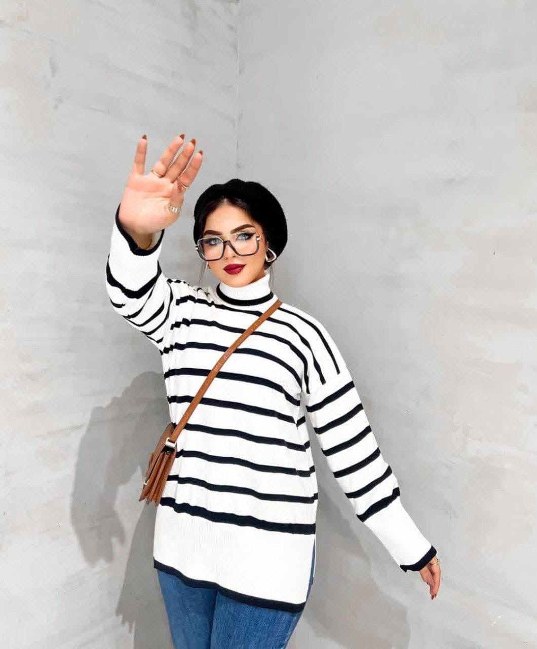 Striped dough sweater