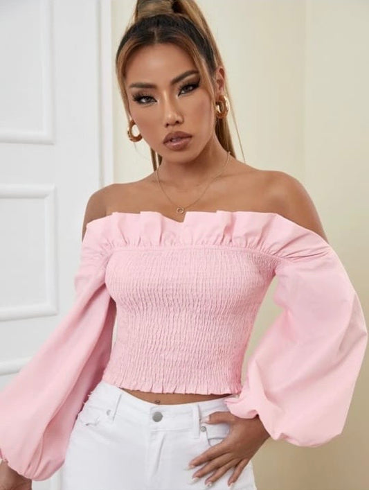 Pink off shoulder summer top
