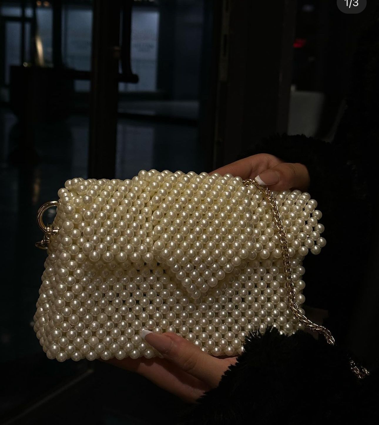 pearl beaded bucket bag