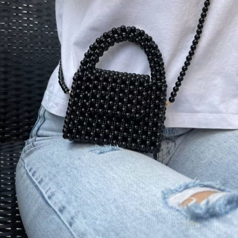 Mini black pearl bag
