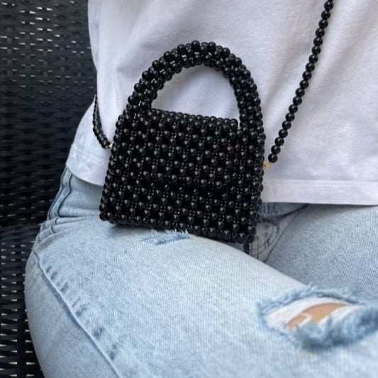 Mini black pearl bag