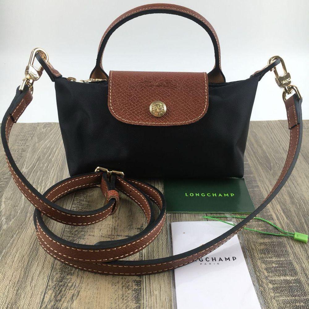 Black Longchamp mirror bags