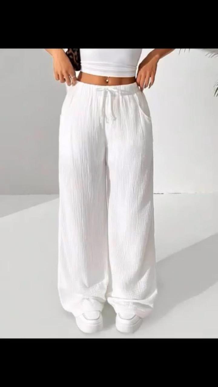 Set ( Linen chemese+ Top+ Crochet Pants)
