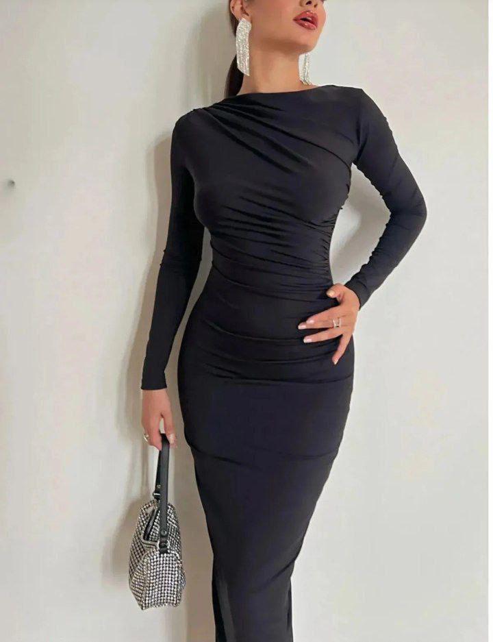 Long sleeve & cut basic dress
