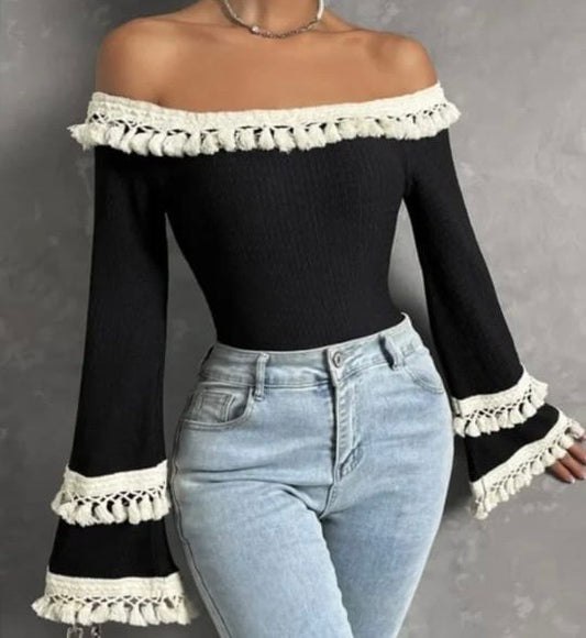 Black off shoulder blouse