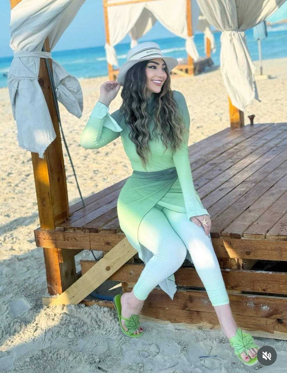 Kiwi x white swimsuit