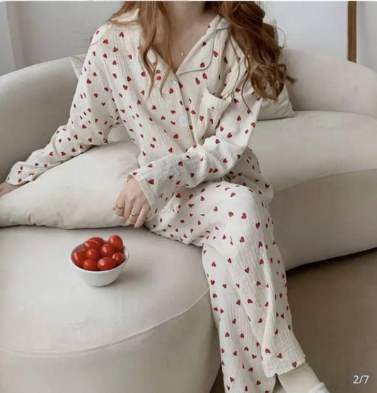 PJ cute hearts Cotton crinkle