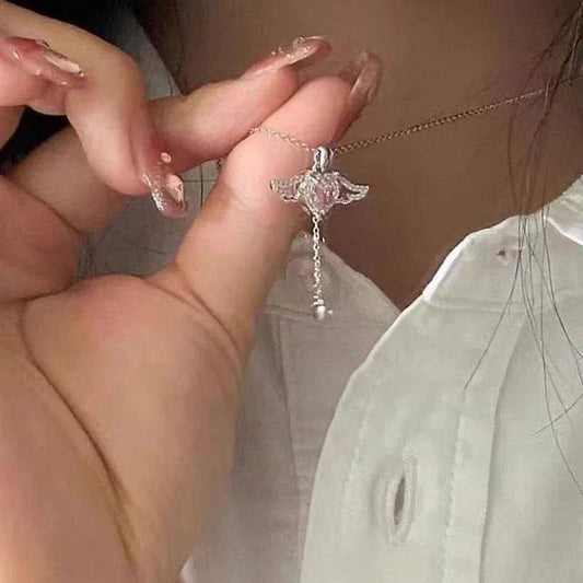 Pink heart necklace